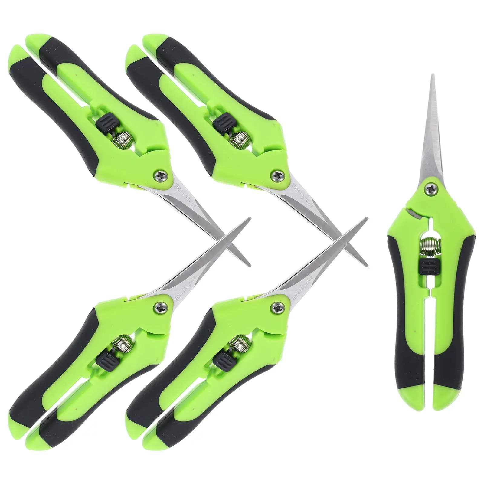 Set di 5 Forbici da Giardinaggio in Acciaio Inox con Manico in Plastica, Compatte e Pratiche per Potatura di Rami, Siepi e Frutteti