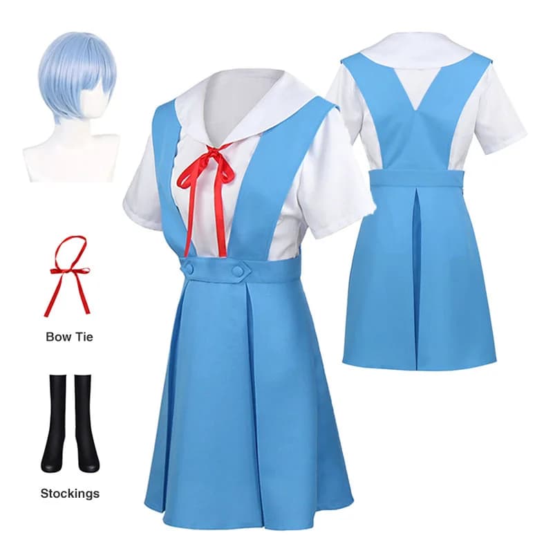 Rei Ayanami Cosplay Costume Asuka Langley Soryu Cosplays Women School Uniform Dresses Wig Hair Clips Halloween Loli Clothing