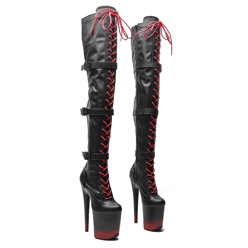 Leecabe 20CM/8inches Matte PU Pole dancing shoes High Heel platform Boots closed toe Pole Dance boots