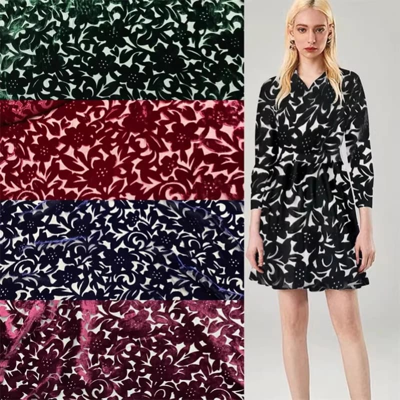 Tessuto in Velluto di Seta Mulberry Bruciato per Abiti Morbidi e Traspiranti, Pantaloni, Gilet, Trench Coat, Abbigliamento alla Moda