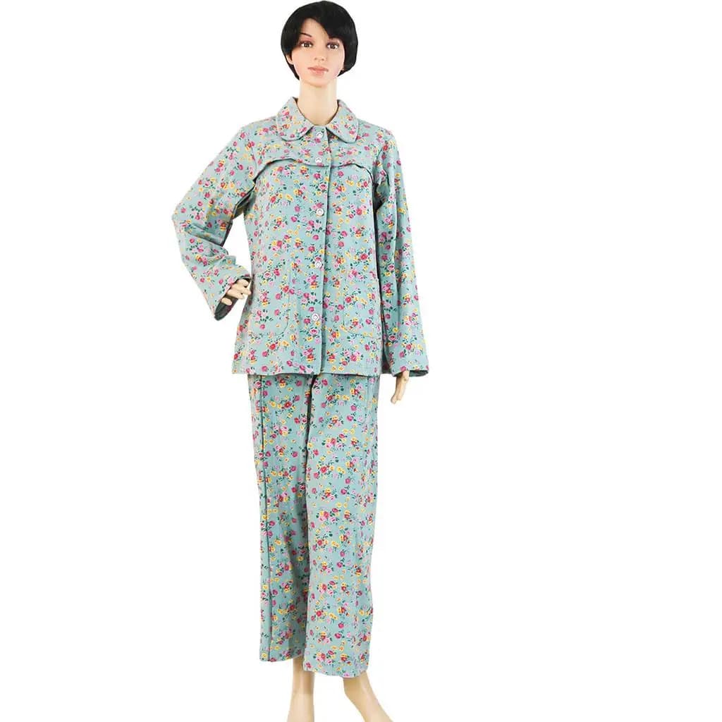 Top e pantaloni da allattamento in cotone Pigiama paziente regolabile Indumenti da notte per anziani per la cura del letto