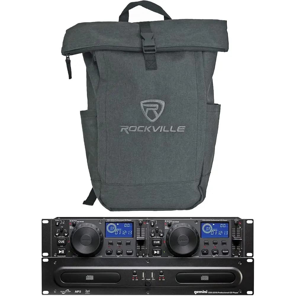 Lettore Multimediale CD/MP3 a Doppio Deck per Montaggio su Rack con Ingresso USB e Zaino Imbottito per Laptop
