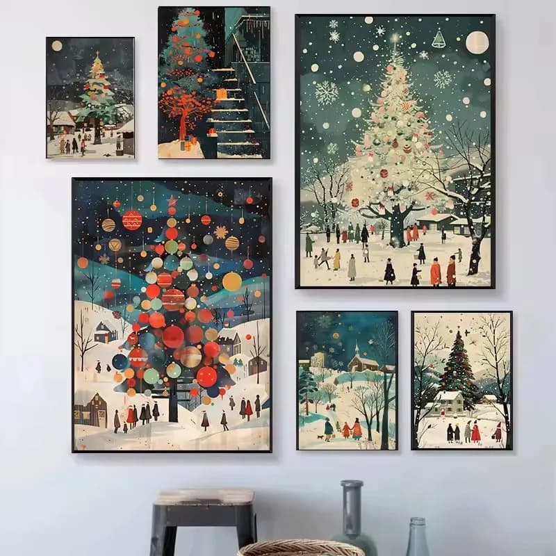 Buon Natale Meraviglioso Tempo Poster Stampa Cartoon Tela Pittura Immagini di arte della parete per soggiorno Studio Decorazioni per la casa Senza cornice