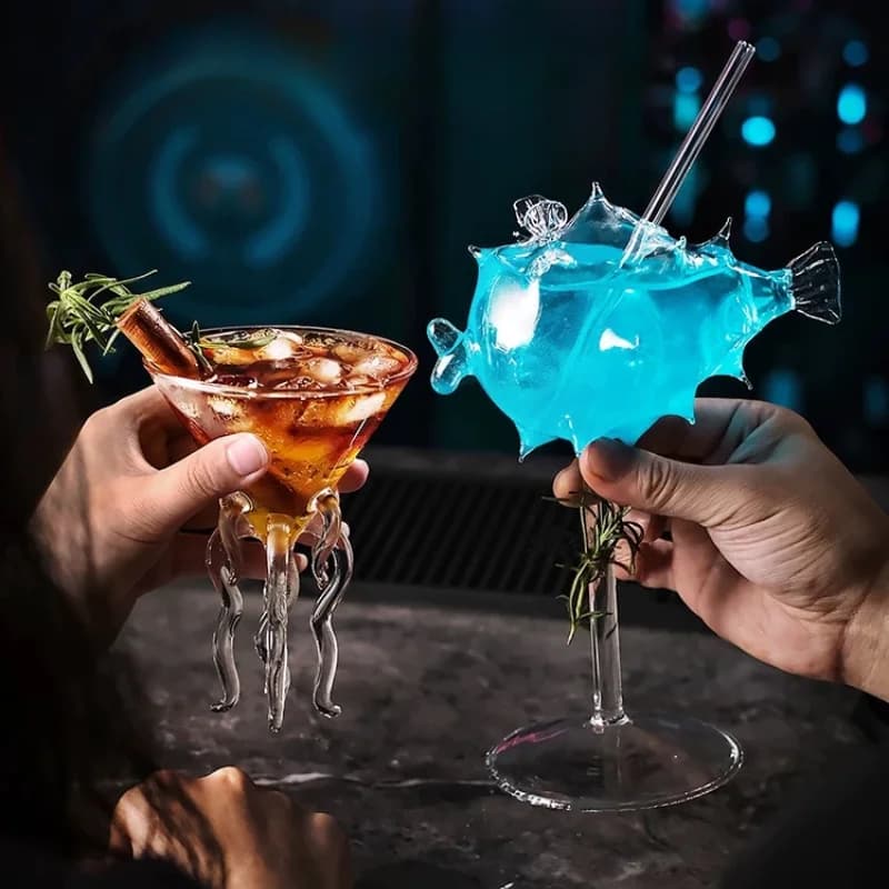 Cocktail creativo personalizzato vetro Pufferfish polpo tazza alta Bar cigno uccello bicchiere da vino festa di nozze regalo di compleanno