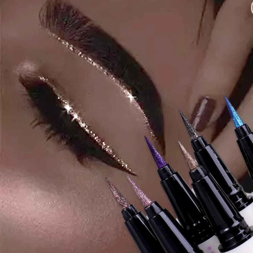 6 Colors 3 Thin Eyeliner Liquid Pencil In 1 Glossy Umbrella With Silk Kiss Stick Eyeliner Makeup Glitter Smooth And Durable