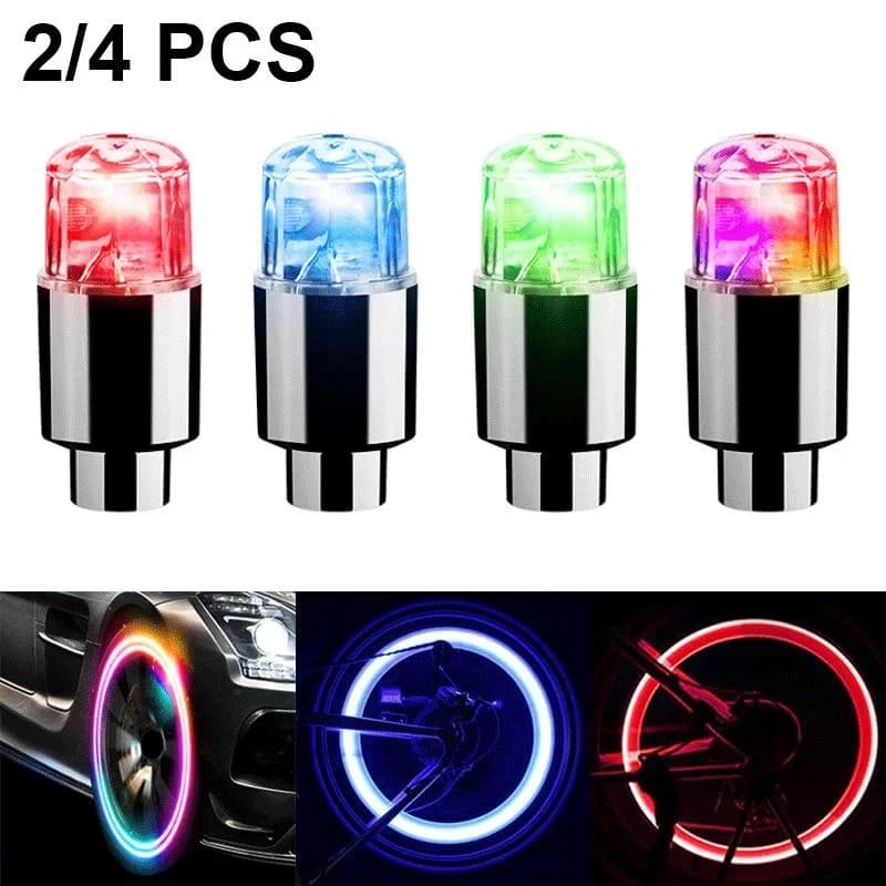 4/2 pcs Car Wheel Lights Air Valve Pneumatic Air Valve Cover LED Light Cap Car Accessories for Bike Car Motorcycle Waterproof