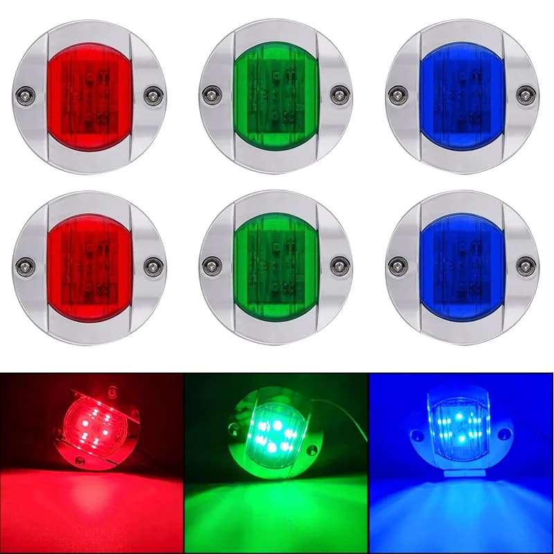 2PCS Barca Luci Marines Navigazione Lampada di posizione impermeabile per camion RV Yacht Specchio di poppa Ancoraggio Stern DC 12V 6LED Luce di poppa