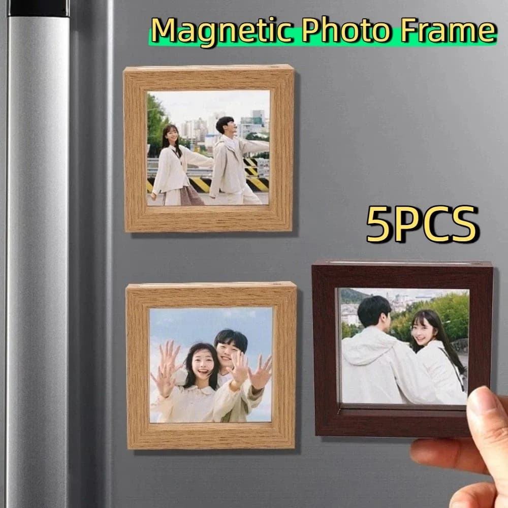 5 Pieces 4 Inch Creative Magnetic Frame, Multipurpose Square Frame for Photo, Fa-da-Te Decorative Magnet for Refrigerator and Room