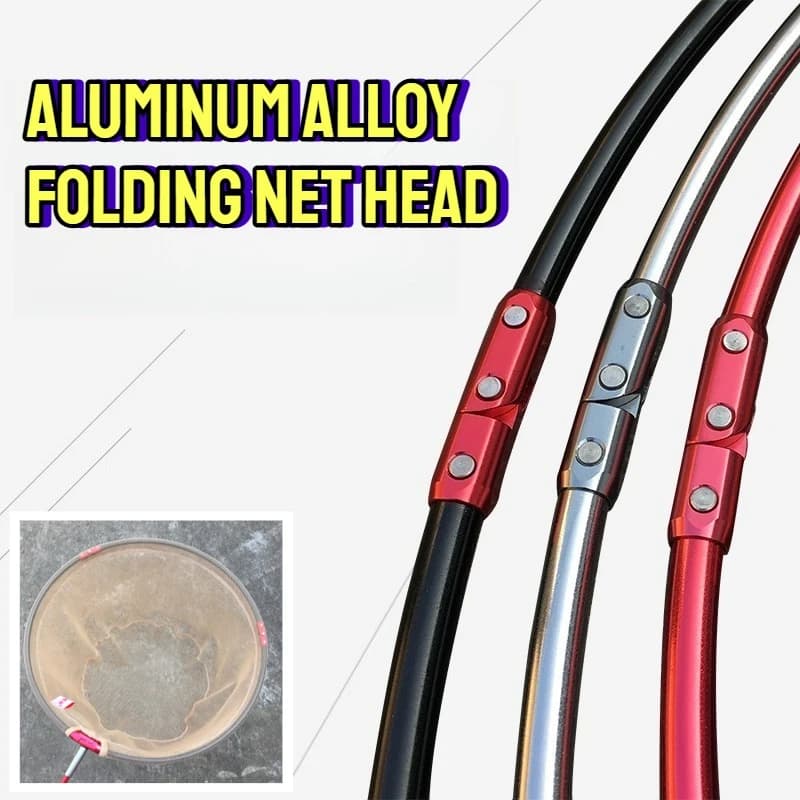 Testa di rete pieghevole in lega di alluminio Testa di rete esterna portatile ultraleggera in metallo Reti durevoli addensate Strumenti per la pesca Forniture per attrezzatura
