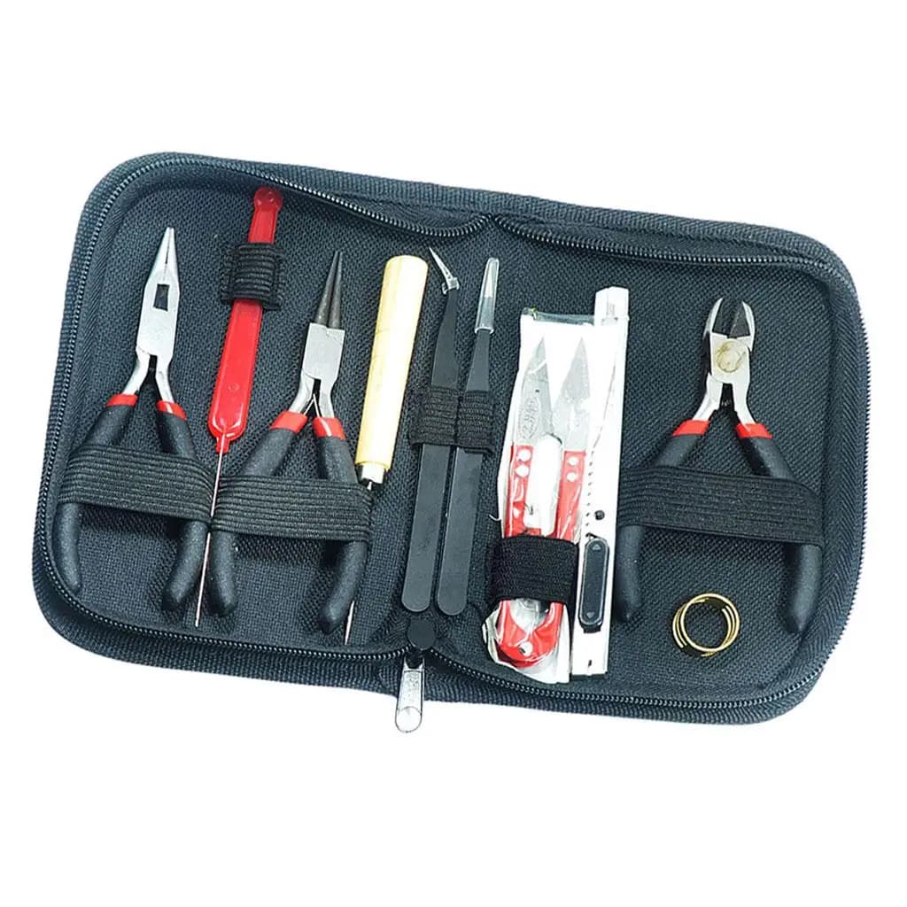 11 pezzi KIT GIOIELLI Punteruolo Forbici Pinze per Perline Set Creazione