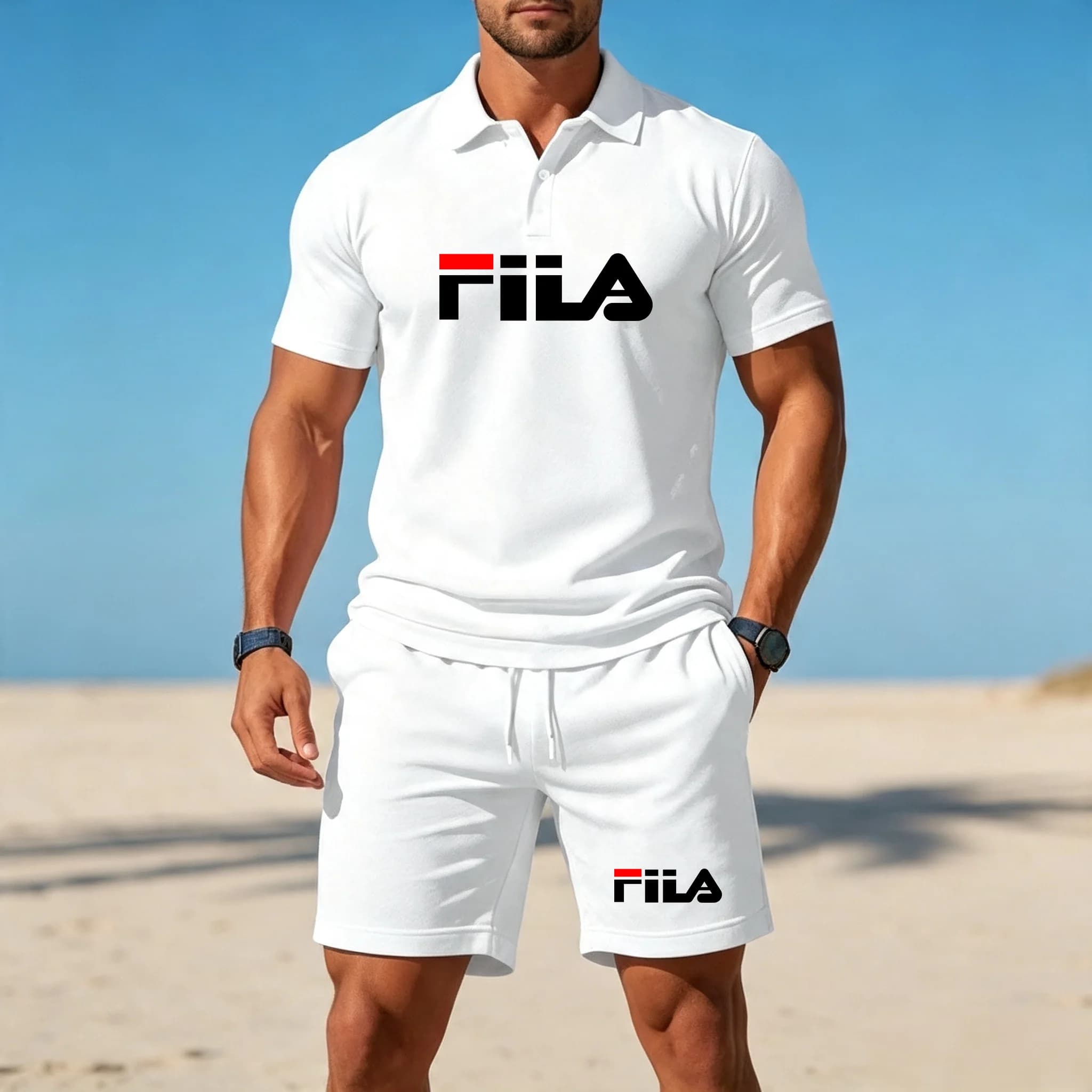 2026 Summer Men's Short Sleeve Polo Shirt Set Quick Drying Breathable Men's Short Sleeve Set Men's T-Shirt Set Men's Casual