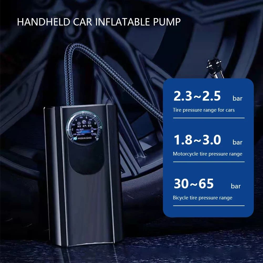 Pompa d'Aria Portatile 12V, Compressore Elettrico ad Alta Precisione, Gonfiatore Rapido Mini per Pneumatici, Alimentazione Accendisigari per Auto