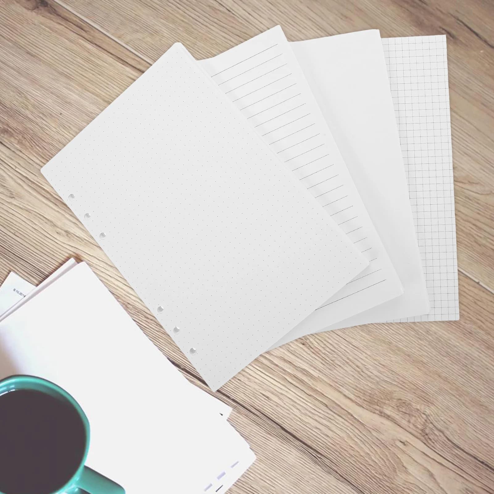 180 pezzi A5 inserti di carta ricaricabili vuoti a mano per raccoglitore a 6 anelli Planner Journal Notebook a fogli mobili Riempitivi di pagine bianche Scrittura