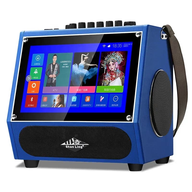 Microfono da studio a condensatore, altoparlante stereo wireless da 6,5 pollici, altoparlante con schermo, per guardare film, karaoke all'aperto.