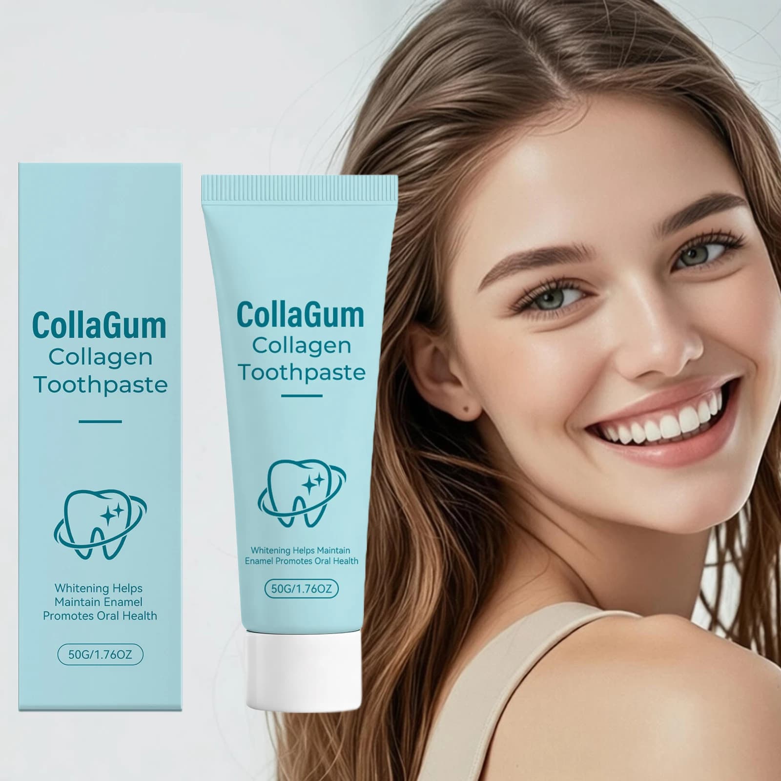 Dentifricio al Collagene Sbiancante, Lenitivo per le Gengive, Illuminante per i Denti, Rimozione delle Macchie, Alito Fresco, Igiene Orale, Pulizia Delicata