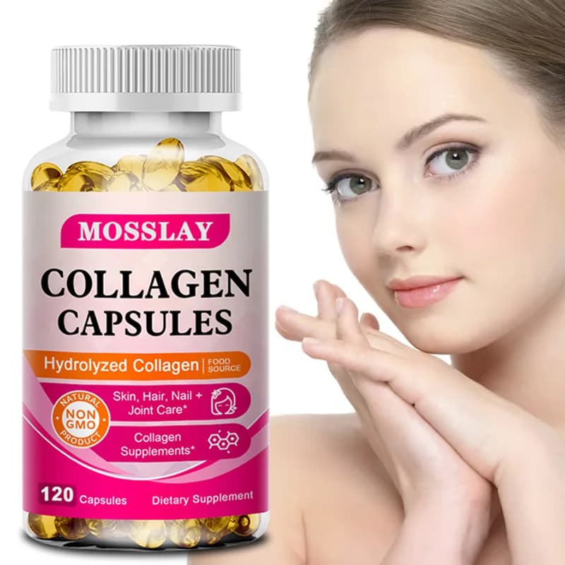 Collagen capsules with hyaluronic acid and vitamin C complex, whitening supplement for the skin