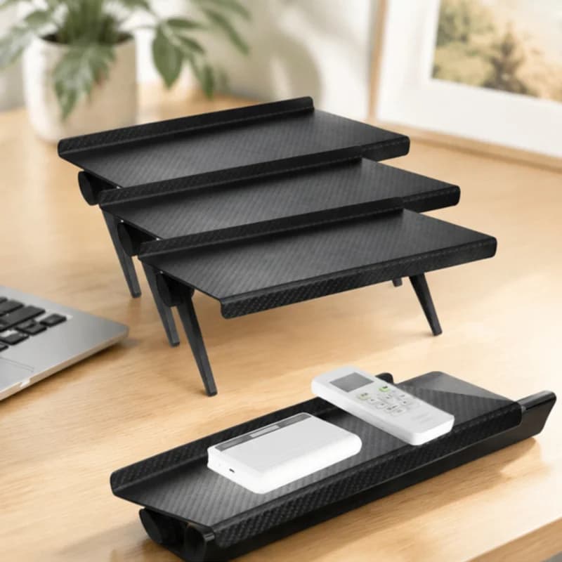 3PCS Monitor Top Storage Shelf, No-drill Adjustable TV Screen Organizer Rack, Space-saving Stand for Router & Small Items, Home