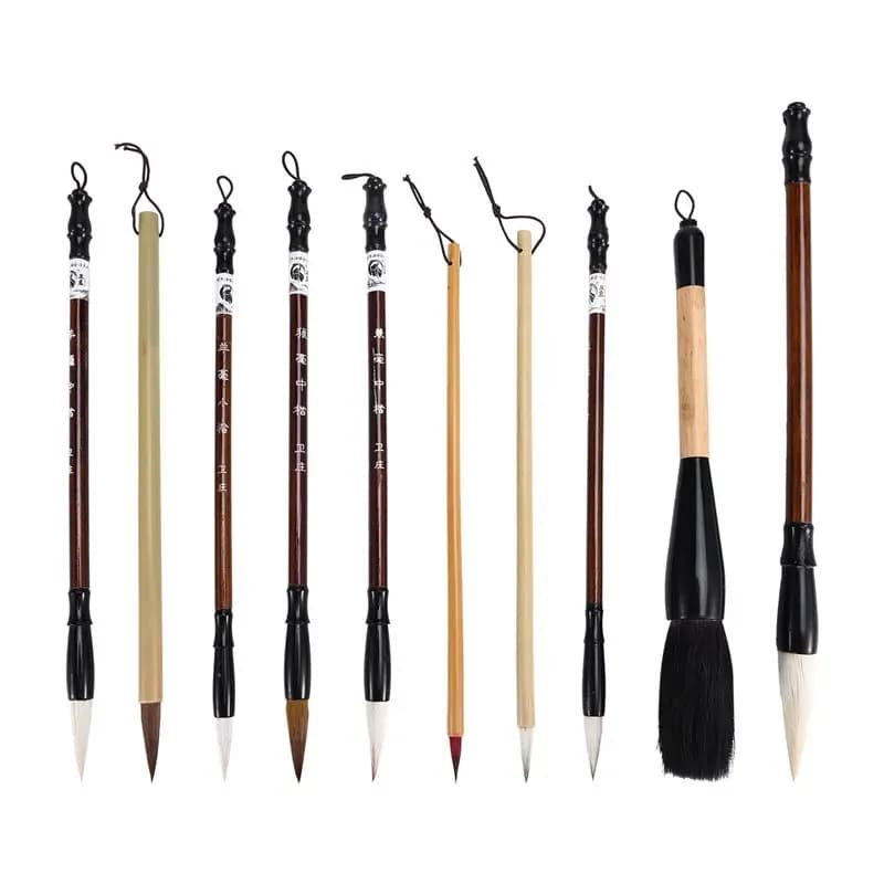 AB02 10Pcs Chinese Calligraphy Brushes Set, Painting Writing Brush, Kanji Japanese Sumi Drawing Brushes