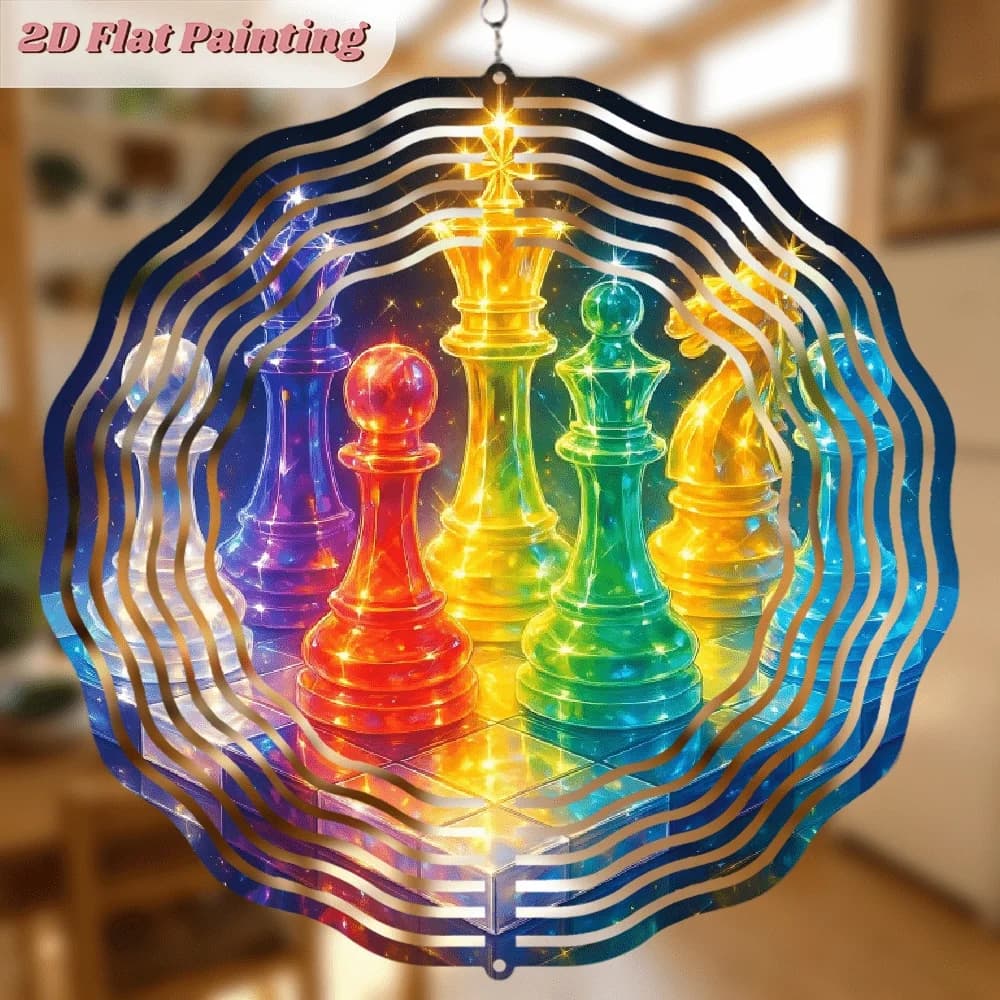 "Rainbow Phantom Chess" Creative Spinning Wind Chime, Courtyard, a Perfect Gift for Holidays Such as Birthdays