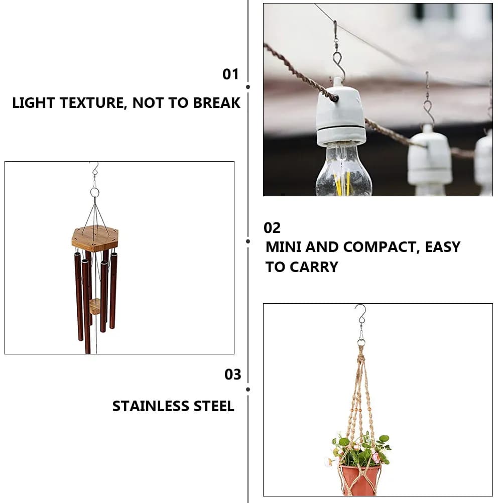 10Pcs Stainless Steel Swivel Hooks Clip High Quality Hanging Hooks for Wind Chimes Wind Spinners Bird Feeders Crystal Bells