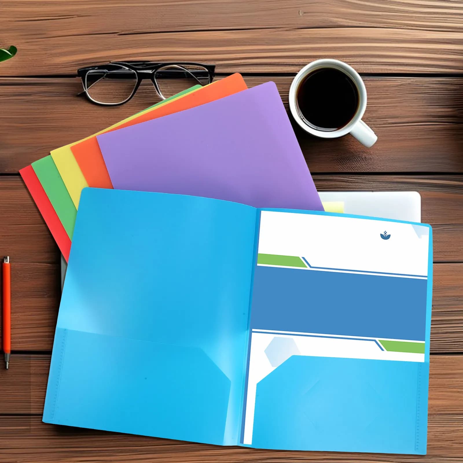 Set di 6 Cartelle A4 in Vinile con Due Ganci e Tasche, Organizzatore per Documenti Resistente per Ufficio, Scuola e Archivio