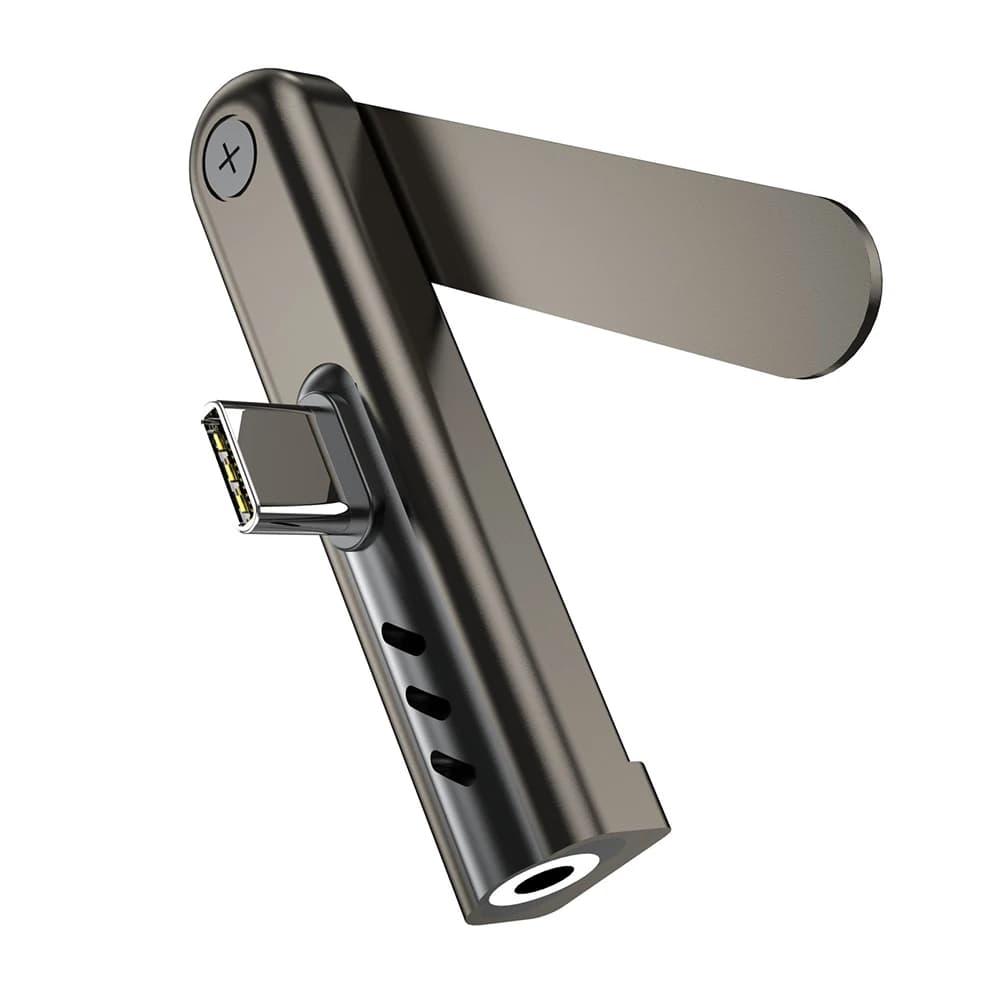 USB C to 3.5mm Jack Audio Bracket Adapter Folding Phone Stand Aluminum Alloy Mini Headphone Converter For iPhone Samsung Huawei