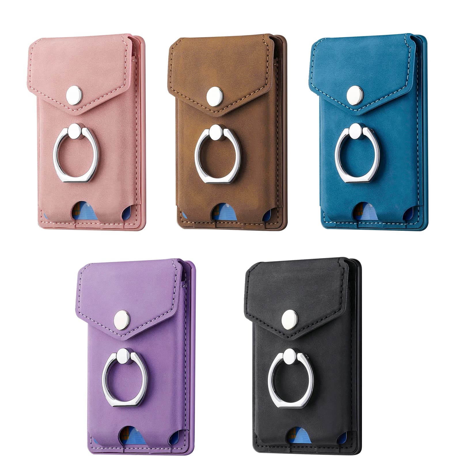 1Pc Mobile Phone Finger Ring Buckle Holder Wallet Design Card Bag Multi Card Capacity Secure Grip And Holder Function