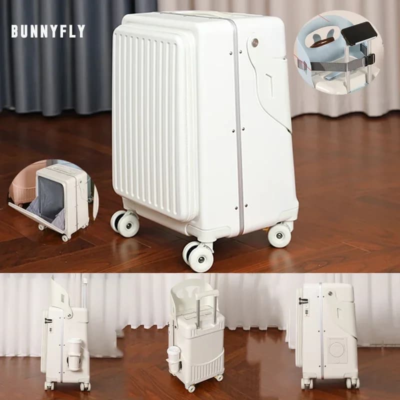 BunnyFly Kid Mom Valigia con sedile per bambini può sedersi suonare Trolley Bagagli Custodia da viaggio per bambini Multifunzione da imbarco