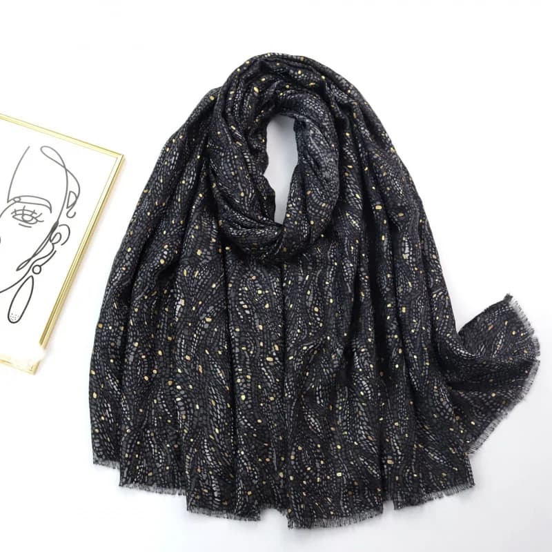 Vendita dal vivo con bordo diretto in fabbrica Sands d'oro Sciarpa lunga a foglia piccola Sciarpa autunno inverno da donna in cotone satinato Protezione calda
