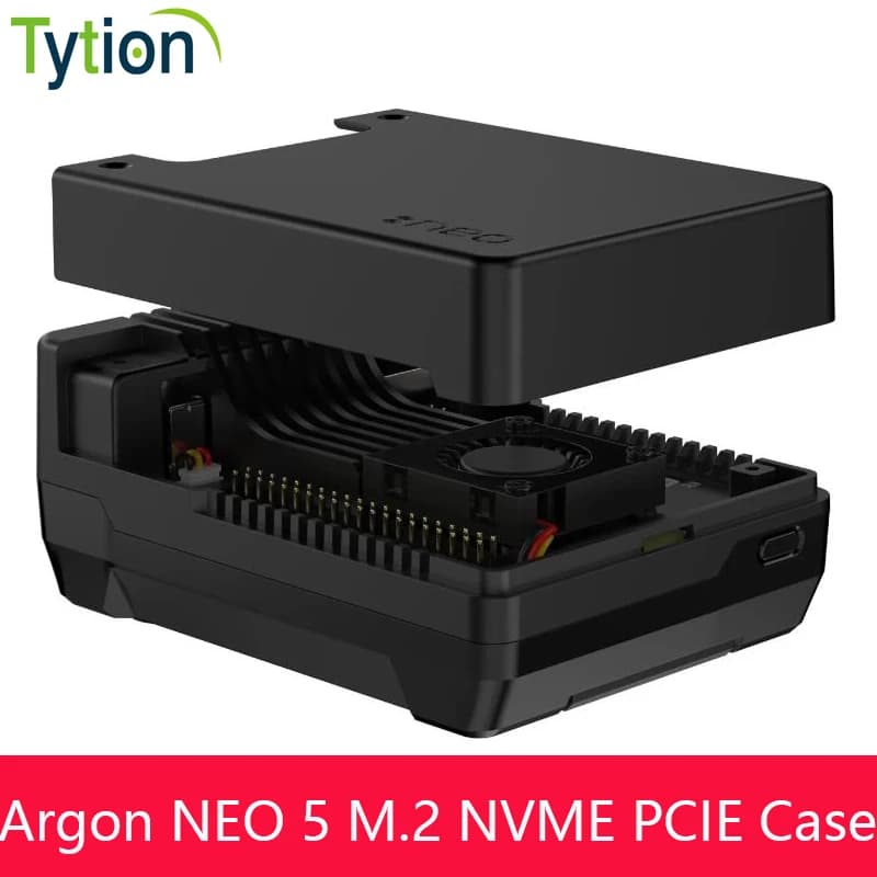 Raspberry Pi 5 Argon NEO 5 M.2 NVME PCIE Aluminum Alloy Case with Built-in Fan SSD Card
