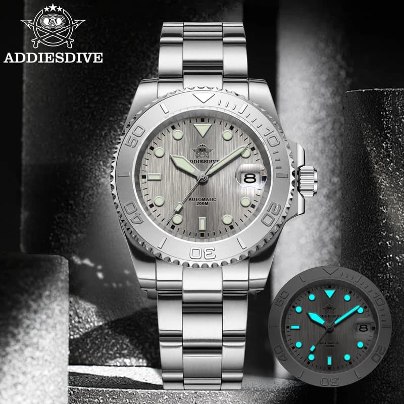 ADDIESDIVE AD2087 Orologio da uomo Impermeabile 20Bar Driver Vetro zaffiro BGW9 Luminoso NH35 Orologio meccanico automatico