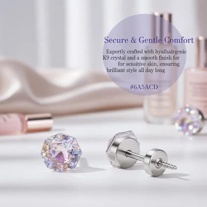 Floral Cubic Zirconia Ear Stud Earrings, Hypoallergenic Titanium Stackable Cartilage Helix Conch Piercing Jewelry
