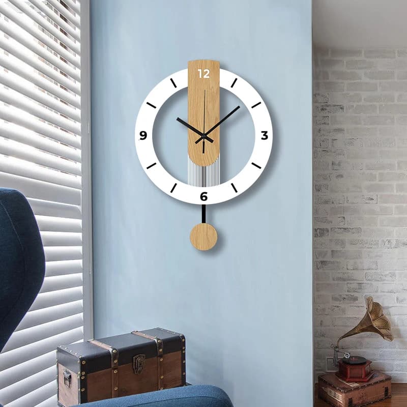 Orologio a pendolo creativo in acrilico con venature del legno bianco, orologio silenzioso, soggiorno, camera da letto, cucina, ufficio, decorazione della casa