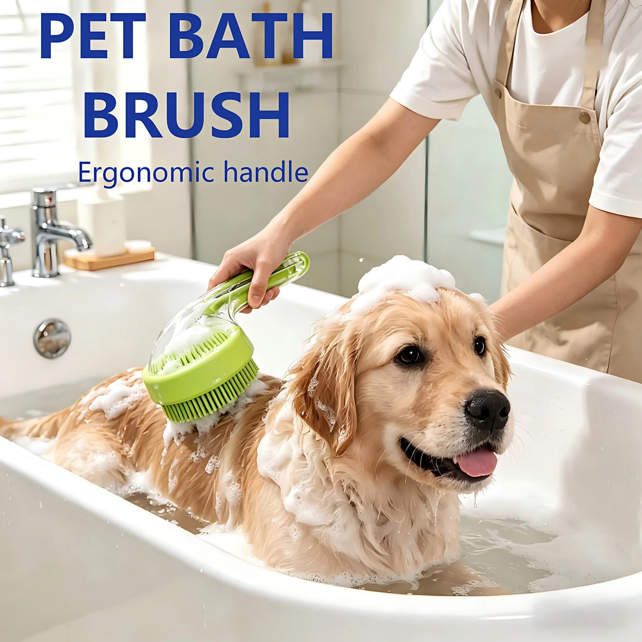 2 In 1 Dog Bathing Brush With Built-in Shampoo Dispenser Soft Silicone Brush Pet Massage Brush Dogs Cats Grooming Massage Tool