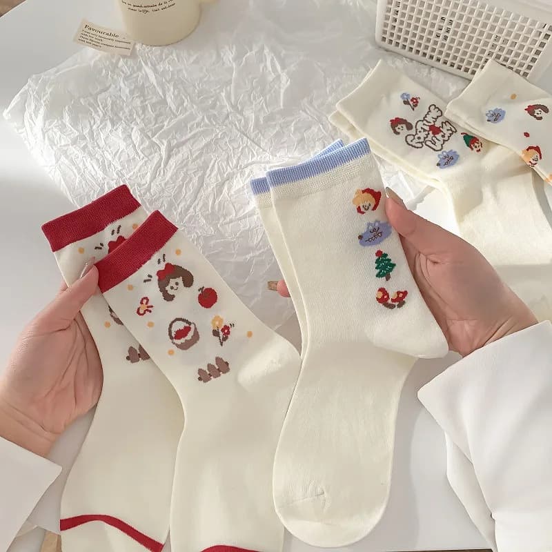 Calze da donna primavera estate a mezza gamba in cotone, con disegni divertenti e artistici, alla moda, per giovani, tinta unita, all'ingrosso