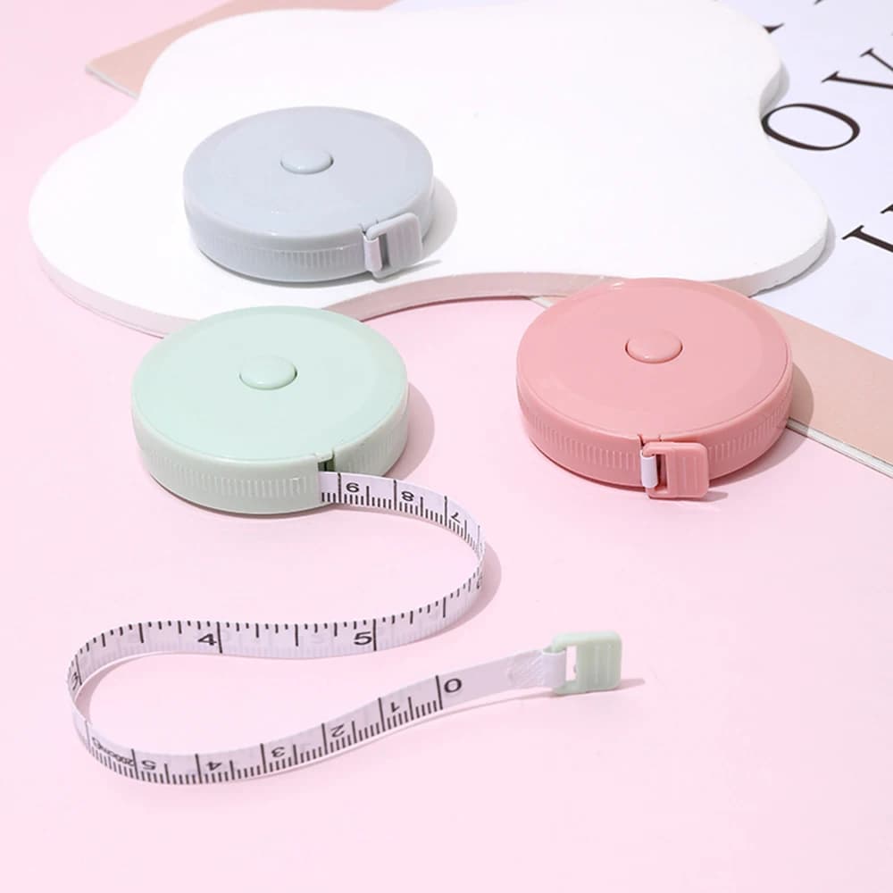 1PC/15PCS 1.5m Small Tape Meter Soft Leather Handheld Student Three Dress Measurements Automatic Recycling