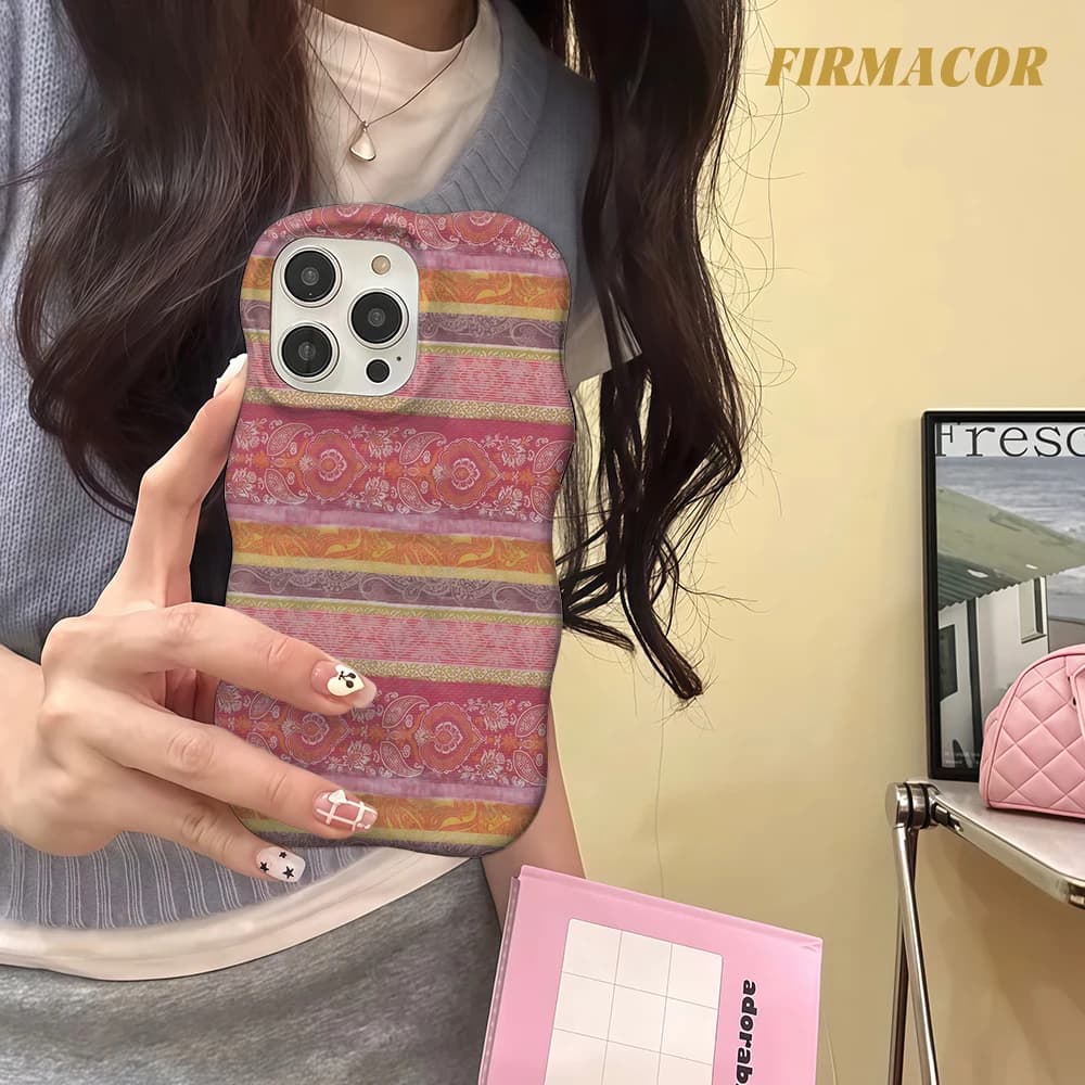 Custodia per telefono di lusso a doppio strato con motivo Paisley Boho a onde per iPhone 17 Air 16 15 14 13 12 11 Pro Max, protezione completa