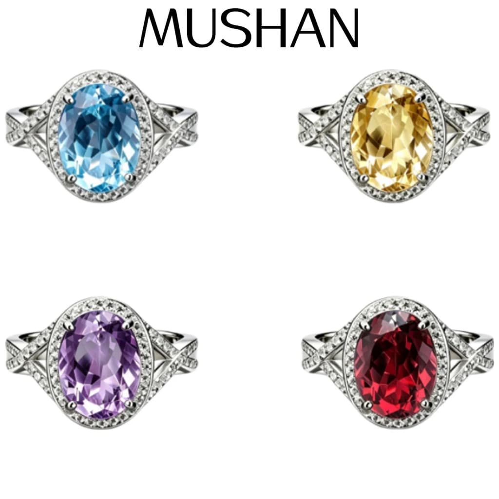 MUSHAN Custom Jewelry 925 Sterling Silver Ring Lab Green Sapphire Radiant Wedding Gift for Women 18K Gold Plated GRC Estate Ring