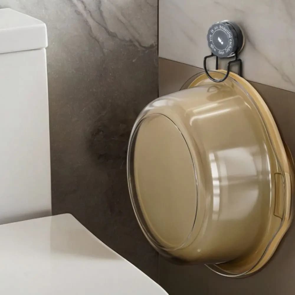 Pratici Ganci a Ventosa in Ferro, Portaoggetti da Parete Senza Tracce, Gancio Girevole Salvaspazio per Lavabo, Cucina
