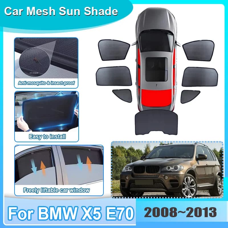 Car Window Sunshade For BMW X5 E70 2008-2013 2010 2011 Visor Mesh UV Protection Privacy Windshield Frame Curtain Car Accessories