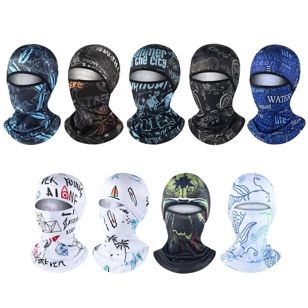 Nuovo Cappuccio Integrale Rinfrescante con Protezione Solare per Ciclismo, Balaclava per Moto, Casco Estivo da Uomo