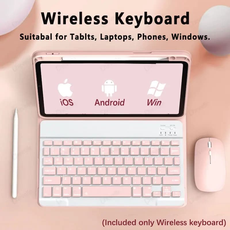 Tastiera wireless compatibile Bluetooth per tablet Android iOS Ultra-sottile 78 tasti Design compatto portatile ricaricabile per iPad