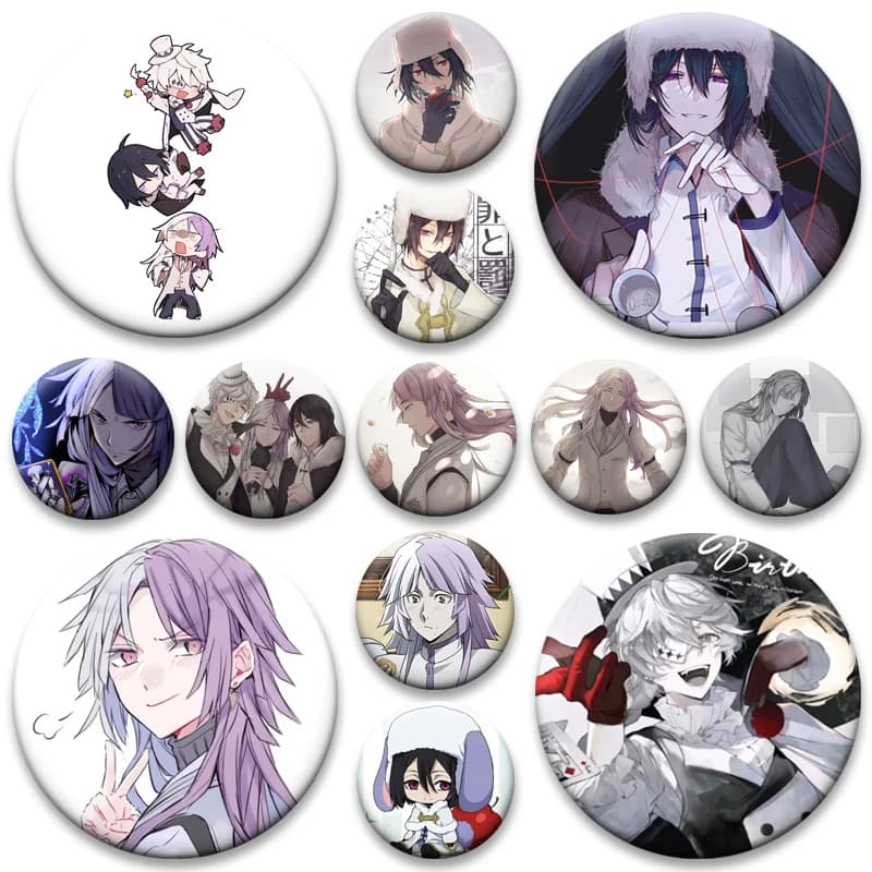 Sigma,Fyodor D‌,Gogol Cute Cartoon Characters Badge on Backpack Accessories Manga Icons Pins Anime Brooches for Bag Decor Gifts