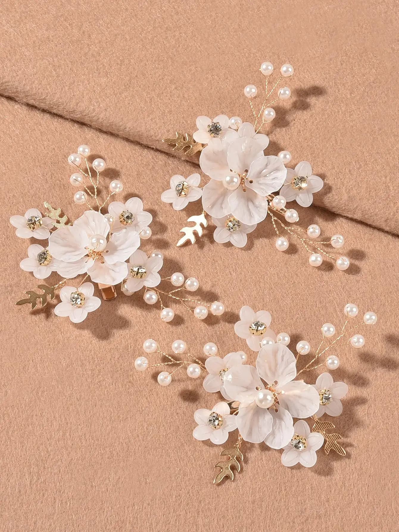 1pc Women Flower & Rhinestone Decor Fashionable Alligator Hair Clip For Hair Decoration Elegant Valentine's Day