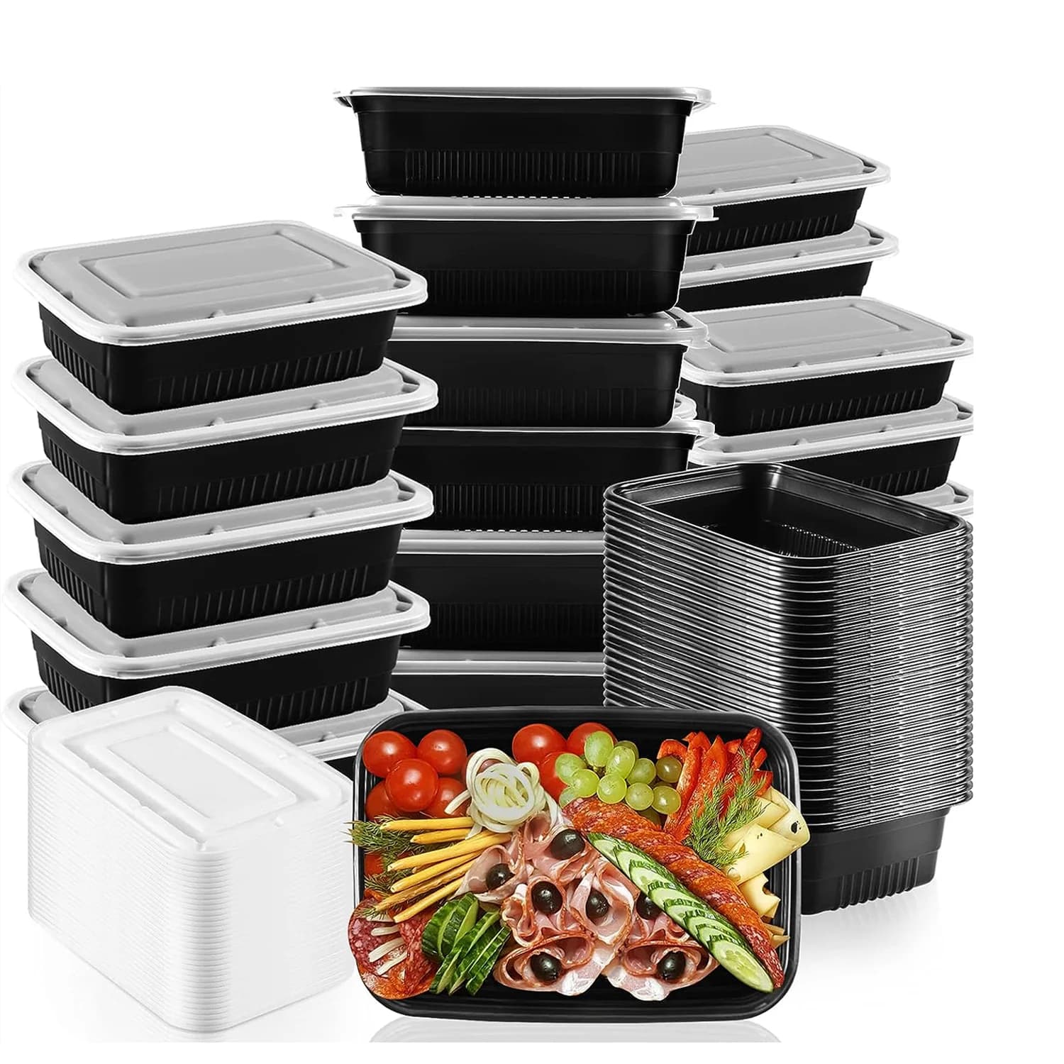 Contenitori Impilabili per Preparazione Pasti da 26 OZ, Contenitori Riutilizzabili per Microonde con Coperchi per Preparazione Cibo, Scatole Pranzo Monouso