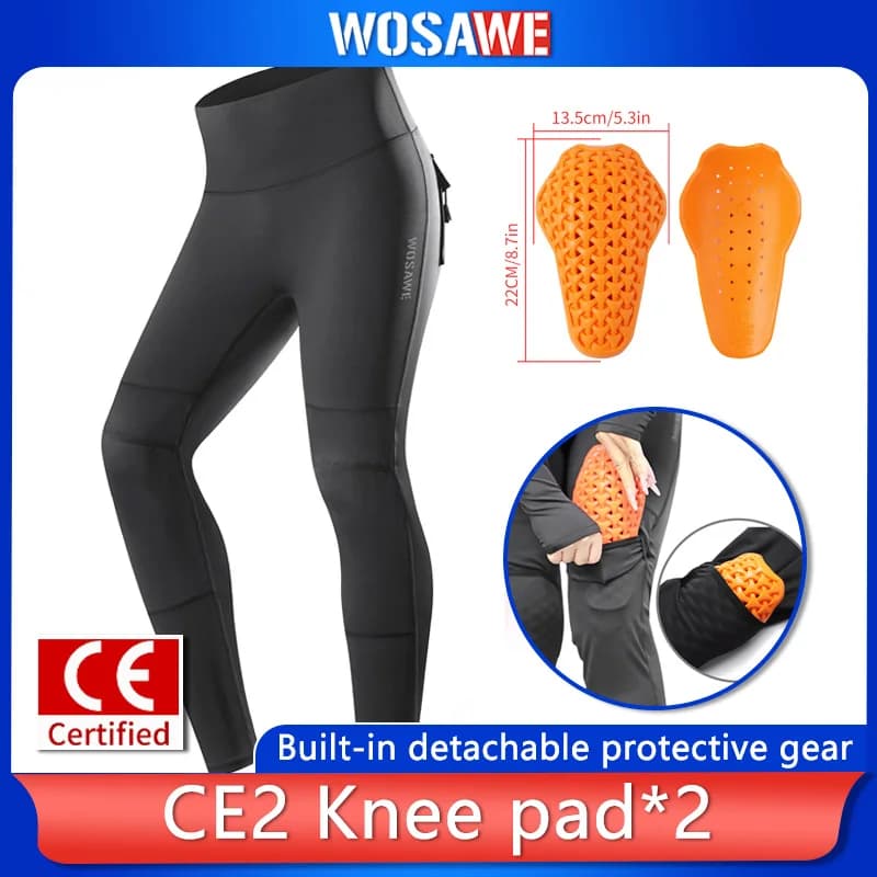 WOSAWE Pantaloni da moto da donna Leggings da yoga per moto femminile con ginocchiere rimovibili Pantaloni cargo per il sollevamento del sedere certificati CE