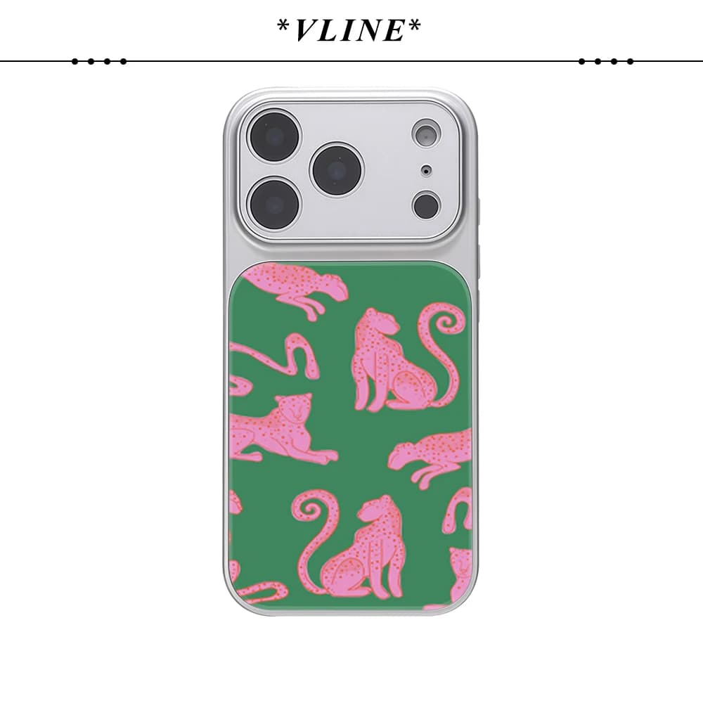 Custodia in Vetro di Lusso per iPhone 17, 16, 15, 14, 13 Pro Max, 17Air, Motivo Leopardato Rosa e Verde