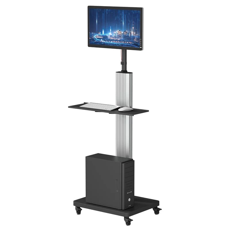 Adjustable floor support, swivel universal suspended bracket without drill, mobile monitor floor trolley