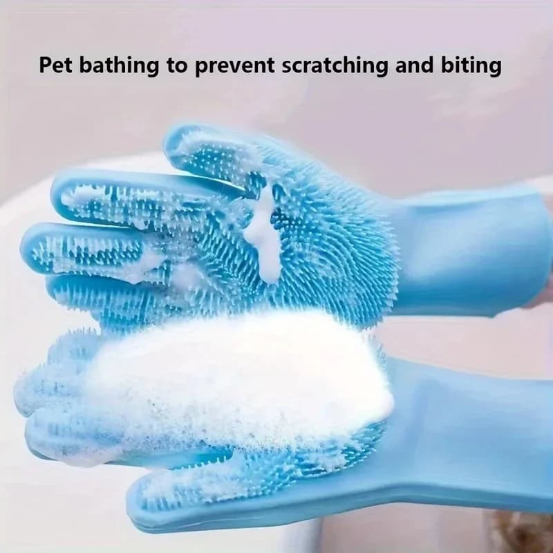 kkjoy Pet Grooming Gloves for Dogs And Cats Silicone Hair Removal Shampoo Scrubber Magic Sponge Cleaner Bathing Pet Care Tool