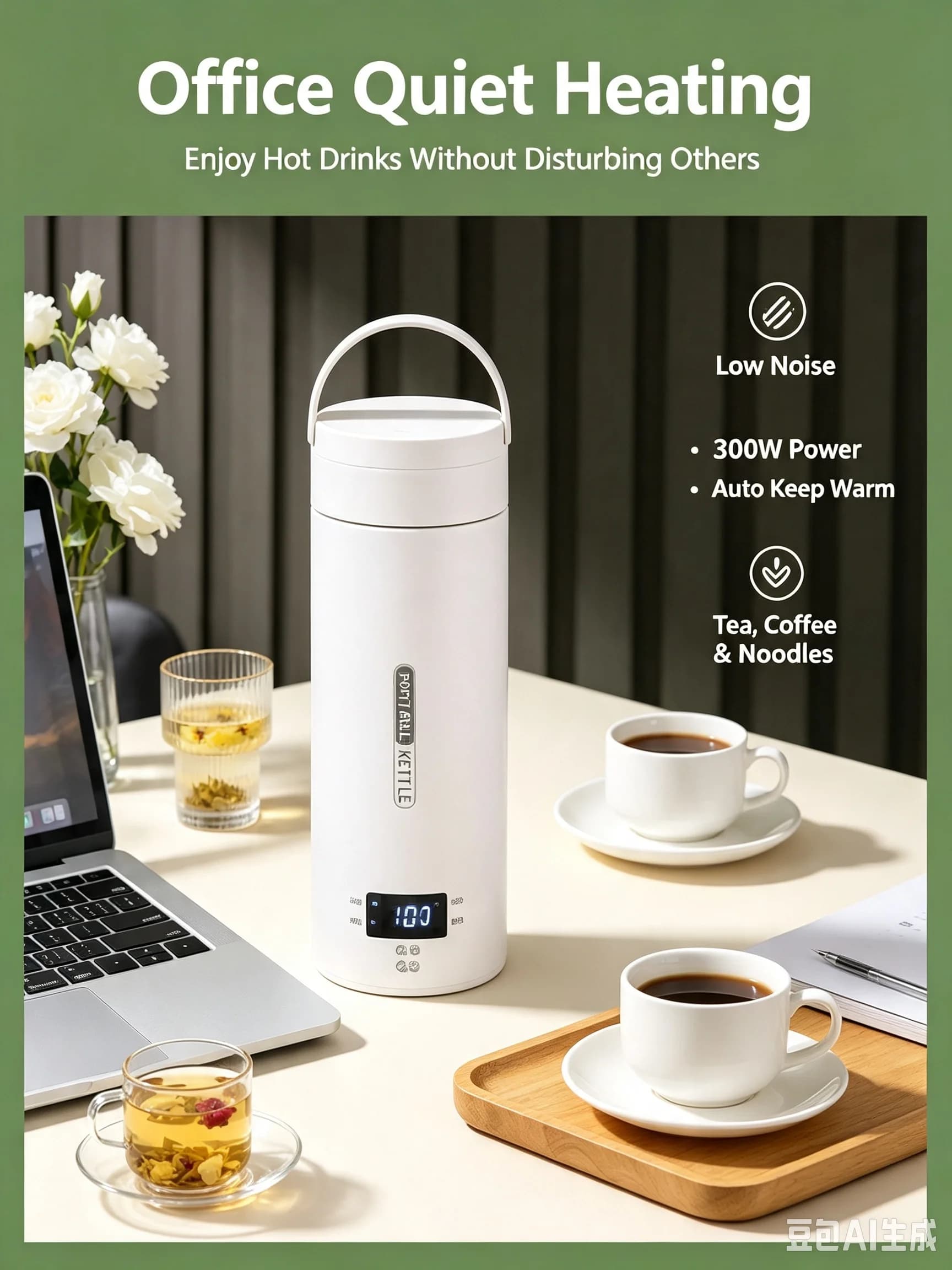 Portable Travel Electric Kettle, 4 Temperature Control Heating Cup, 45℃-100℃ Smart Water Boiler, 304 Stainless Steel Mini Water